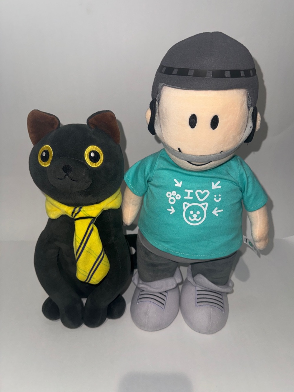 Denis Not Fat & Sir Meows A Lot Plush Teal & Black 15” & 12”